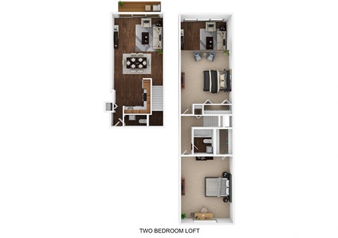 2 bed 1.5 bath floor plan Charleston at Fox Run Apartments